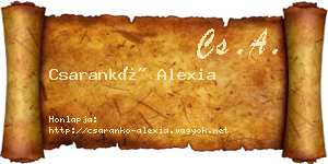 Csarankó Alexia névjegykártya